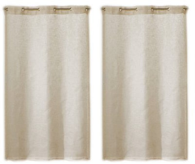 Linder 0169/29/475RI - Coppia di Tende dritte Kaolin, con Occhielli, Colore Beige Naturale, 50% Poliestere, 50% Lino, 55x160