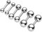 PiercingJ 1.2mm Barbell Piercing Tragus Ring Helix Knorpel stab Ohrpiercing aus Edelstahl mit 3mm/ 4mm/ 5mm Kugel (Silber Set, 3 Paare)