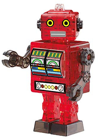 Crystal Puzzle | 3D Roboter Rot | Transparentes Design | 39 Teile | Bausatz für Kinder und Erwachsene | HCM Kinzel