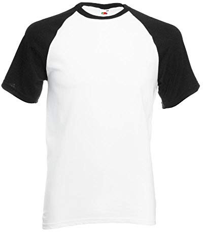 Fruit of the Loom - Kontrast T-Shirt 'Baseball T' Farbe White/Black Größe Large