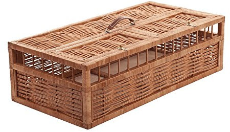 e-wicker24 Alles aus Weide Großer Weidenkäfig, EIN Transporter für Tiere, Taubenkäfig, Vögelnkäfig aus Weide, Käfig mit einem soliden Griff