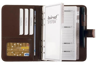 bind Systemplaner A6 mit Systemeinlage ohne Kalender Kalendarium Agenda Lederimitat braun 16601-1