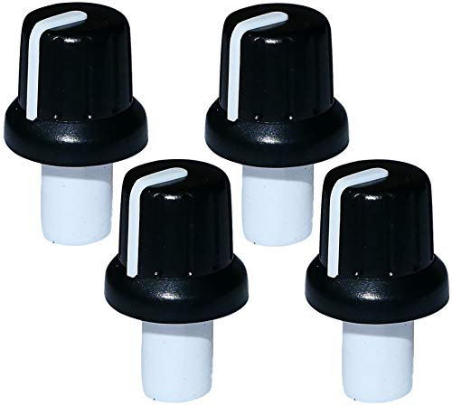 Aerzetix: 4 Potentiometerknopf für Achse und D Ø6x5,2mm Ø16x14,4mm schwarz / weiß ABS Plattenmontage