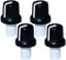 Aerzetix: 4 Potentiometerknopf für Achse und D Ø6x5,2mm Ø16x14,4mm schwarz / weiß ABS Plattenmontage
