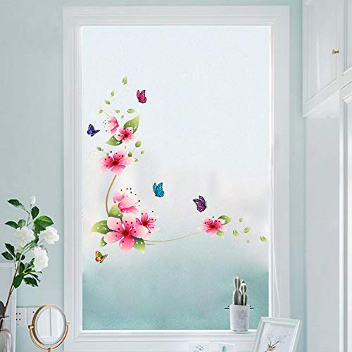 WandSticker4U®- Stickers muraux GUIRLANDE de FLEURS romantique rose/rouge (62x64 cm) I Autocollant mural plante vigne printemps I Déco murale salon chambre cuisine salle de bain meuble fenêtre