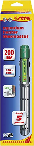sera Aquarium-Regelheizer 200 W | Schockresistentes Quarzglas | Sicherheitsschaltung | Für Süß- & Meerwasser | Schutzkorb gegen Verbrennungen | Für 100-250L Aquarien | Vollständig untertauchbar