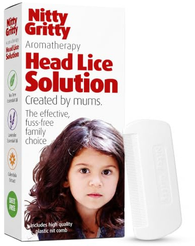Nitty Gritty Aromatherapy Head Lice Solution with Comb - Nit Lotion, 250ml | Natural Aromatherapy Head Lice Solution, Pesticide free nit lotion for wet combing