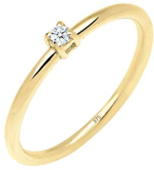 Elli Premium Damen Solitärring Glamour 375er Gelbgold Diamant 0,03 ct