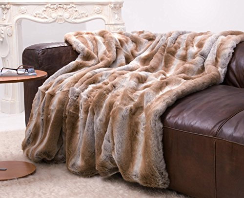 Wohnen & Accessoires GmbH & Co. KG Große Felldecke, Tagesdecke, Webpelzdecke Fuchs rehbraun-grau 220x240cm
