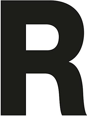 Merriway BH04051 (4 Pcs) Black Vinyl Stick-On Wheelie Bin Post Box Crate Dust Bin Letters 75mm (3 inch) Letter R - Pack of 4 Pieces