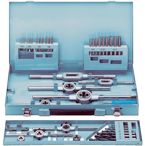 Exact Eventus by 10734 Gewindeschneidsatz 37teilig HSS metrisch M3, M4, M5, M6, M8, M10, M12