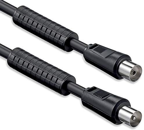 1aTTack.de Antennenkabel mit Ferrite Mantelstromfilter 1,5 Meter 2x geschirmt Koax-Stecker > Koax-Buchse (vollständig geschirmt) Koax schwarz St-Ku mit FE 85db
