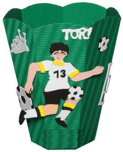 alles-meine.de GmbH Bastelset Papierkorb - Fußball Sport Mülleimer - für Schreibtisch & Kinderzimmer - grün Junge