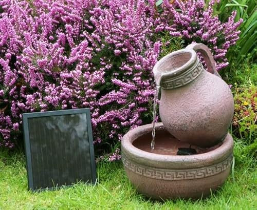 Primrose Jug and Bowl Solar Water Feature Cascading with Lights H40cm