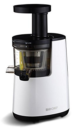 Extracteur de Jus BioChef Atlas – Slow Juicer, Extracteur Lent avec 60 tr/min – Compact & Silencieux – Système de Protection des Enzymes (EPT) - Facile à Nettoyer et Sans BPA (Blanc)