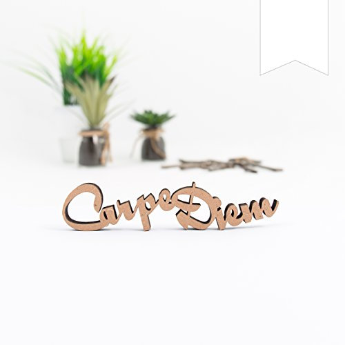 KLEINLAUT 3D-Schriftzug Carpe Diem in Größe: 10 x 2,3 cm - Dekobuchstaben - 32 Farben zur Wahl - Weiß