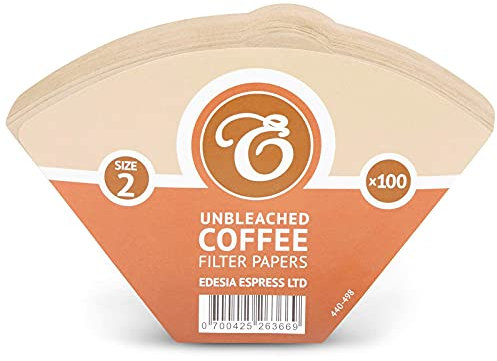 EDESIA ESPRESS - 100 filtri caffè americano in carta non sbiancata - forma a cono - misura 2