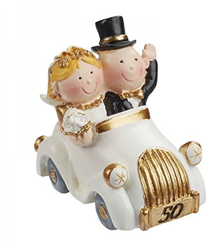 Hochzeitspaar Goldhochzeit 50 Jahre Paar im Auto Deko Tortendeko 5,5 cm Hochzeit