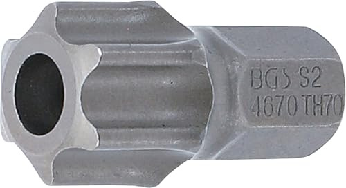 BGS 4670 | Bit | T-Profil (für Torx) mit Bohrung T70 | Länge 30 mm | Antrieb Außensechskant 10 mm (3/8) | Chrom-Vanadium-Stahl