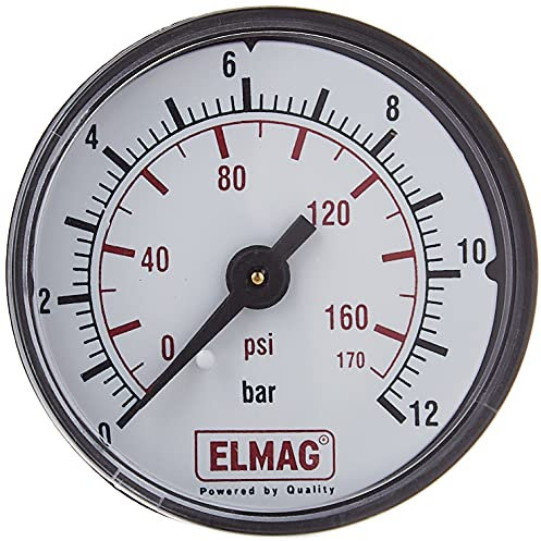 ELMAG 42221 Druckluft Manometer 50 mm 0-10 bar mit Außengewinde hinten 1/8