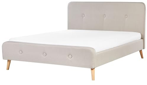 Beliani Polsterbett Leinenoptik beige Lattenrost 160 x 200 cm Rennes