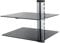 mahara Schweberegale aus schwarzem Glas – Zweistöckiges Regal mit gehärtetem Glas und silbernem Kabelmanagement – für TV, AV und Gaming – 38 cm x 28 cm – max. 10 kg