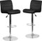 Flash Furniture Moderner Barhocker aus Vinyl, höhenverstellbar, mit gerolltem Sitz und Chromsockel, Schwarz, 2 Stück