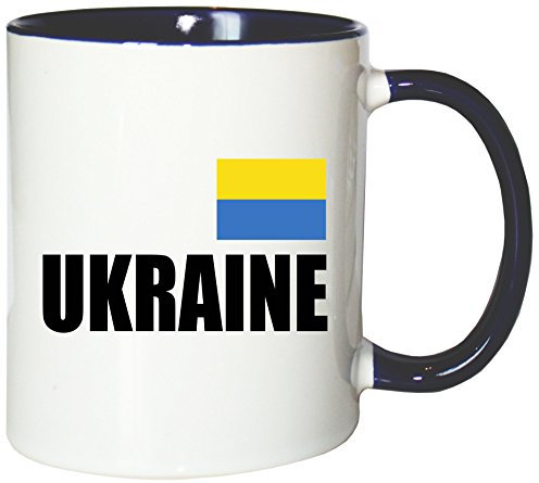 Mister Merchandise Kaffeetasse Ukraine Fahne Flag Teetasse Becher, Farbe: Weiß-Blau