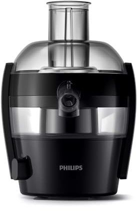 Philips Viva Collection Compact Juicer, 1.5 Litre, 500 Watt, Quick Clean Technology, Drip Stop, Dishwasher Safe Parts, See-through Pulp Container, Direct Serve, Black (HR1832/01)