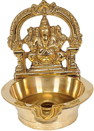 Exotic India Lord Ganesha Lamp - Brass Statue