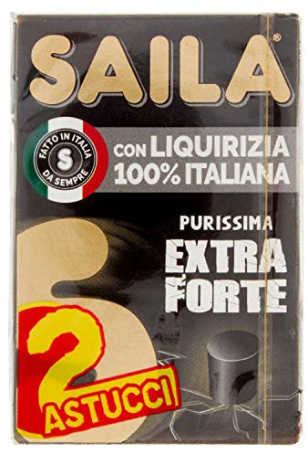 Saila - Liquirizia Extra Forte Purissima, 100% Italiana, Senza Glutine - 2 Astucci Bipack Da 72 Gr