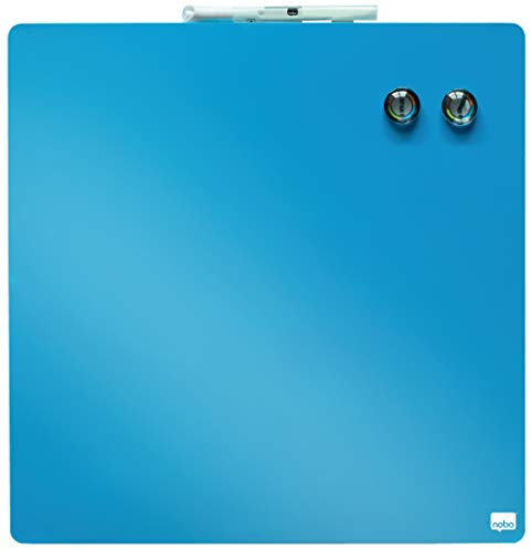 Nobo Quadratisches Magnetisches Mini-Whiteboard, Rahmenlos, Trocken Abwischbar, Leicht zu Reinigen, Wandmontage, Zuhause/Büro, 360 x 360 mm, Blau, 1903873