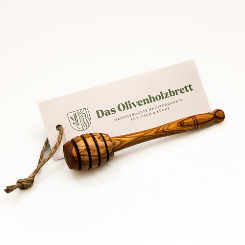 das Olivenholzbrett Olive Wood Honey Spoon and Spiral Dispenser