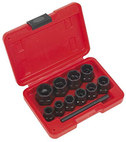Sealey Ak8184 Bolt Extractor Set 11Pc 3/8In Sq Drive Or Spanner
