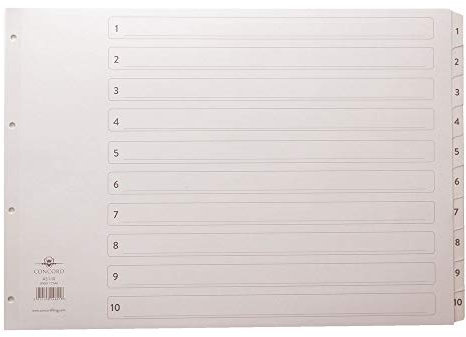 Concord 04601/CS46 Classic Index (Querformat, Mylar-verstärkt, 4 Löcher, DIN A3, 1-10) weiß