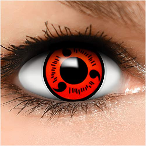 Sharingan Anime Kontaktlinsen in rot inkl. Behälter - Top Linsenfinder Markenqualität, 1Paar (2 Stück)