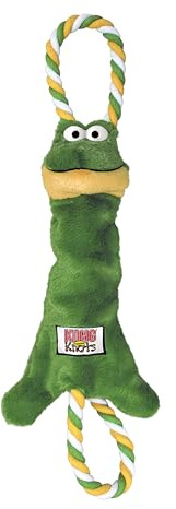 KONG - Tugger Knots Frog - Tug of War Dog Toy, Minimal Stuffing and Looped Ropes for added Strength - For Medium/Large Dogs