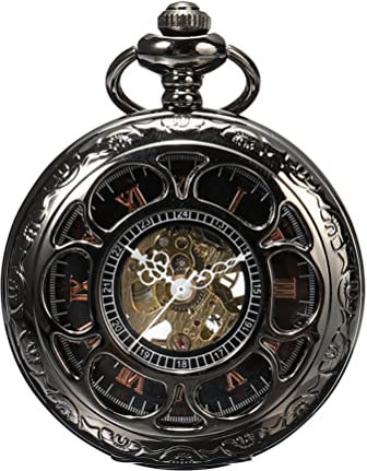 ShoppeWatch Mens Pocket Watch and Chain | Mechanical Pocket Watch Hand Wind Up | Classic Steampunk Timepiece | 1920s Railroad Gatsby Costume Accessory PW19