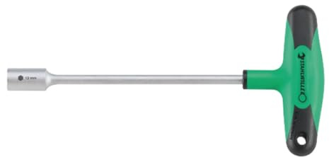 Stahlwille 43232100 12507-2K T-Handled Nut Spinner with Metric Tip, 10mm Size & 200mm Length, Matt Chrome Plated, 2-Component T-handle for Comfort, Made in Germany