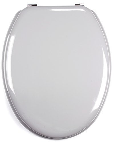 MSV WC Sitz Toilettendeckel MDF Holzkern „Grau“ Scharniere aus Edelstahl - hochwertige und stabile Qualität