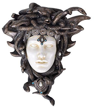 Wandkonsole Gorgo Medusa Jugendstil – Handbemalte Polystein Reproduktion mit Schlangenkrone & Kristallen IS010 Palazzo Exklusiv