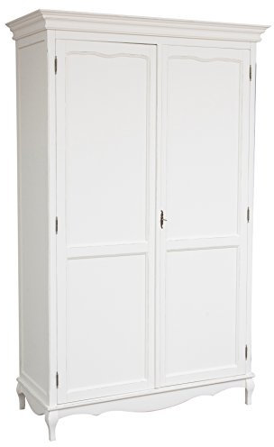 Biscottini Kleiderschrank massivholz 205x130x57 cm | Kleiderschrank landhausstil | Kleiderschrank Weiss | Landhausstil möbel | Vintage Schrank