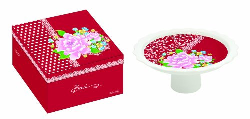 Baci Milano - Alzatina in Porcellana per Torta, Colore: Rosso