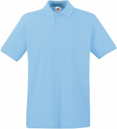 Fruit of the Loom Men's Premium Short Sleeve Polo Shirt, Sky, Medium