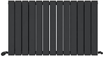 iBathUK Apex Horizontal Radiator, Double Flat Panel Radiators, 600x988mm Slim Radiator for Bathroom,Kitchen,Living Room- Anthracite