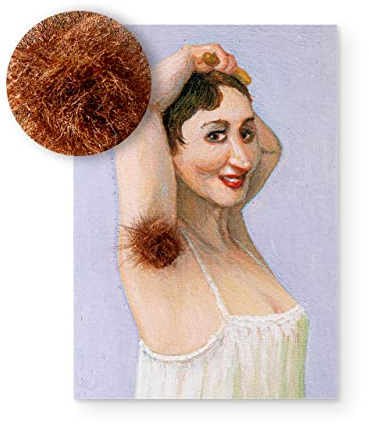 Inkognito Plüsch Postkarte, Anlass: ''flauschig'' im Motiv: ''Plüschkarte Achselplüsch'', Künstler/Künstlerin: ''Michael Sowa'' Art-Nr.: 5352, aufgelegt vom Berliner Verlag