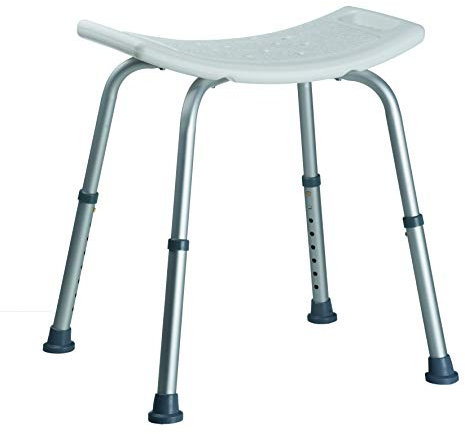 Homestyle 25742 Duschhocker, Plastik, weiß/Aluminium, 51.0 x 45.0 x 56.0 cm