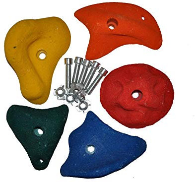 Loggyland Klettersteine für Kletterwand 5 Stück groß aus massivem Kompositmaterial mit hoher Griffigkeit auch bei Nässe