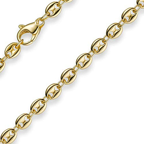 4mm Kette Collier Bohnenkette Schiffsankerkette 585 Gold Gelbgold 50cm Unisex