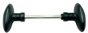 Bouton Double Ovoide, 1 Portée, Fixation Polybloc, Carré Acier Zingué, 7mm x 90mm, Époxy Noire